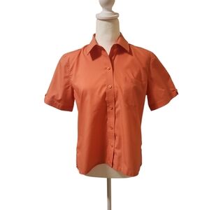 Appleseed's Women's Coral Orange Button Down Shirt Petite Small
